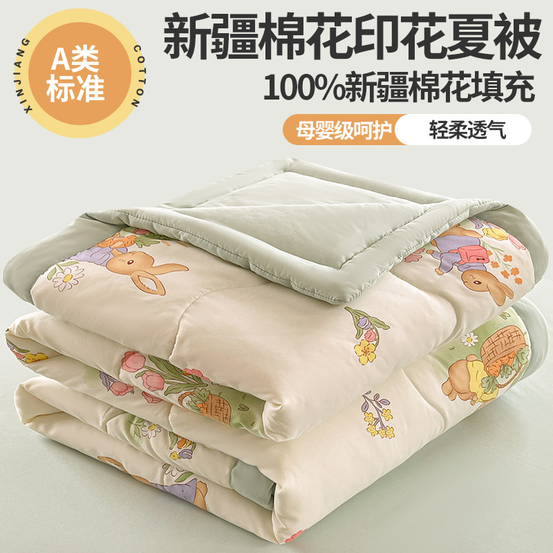 Colcha de verano impresa de clase A, colcha de aire acondicionado, colcha fina de verano, hilo de doble capa, colcha completa simple y doble, se puede lavar a máquina