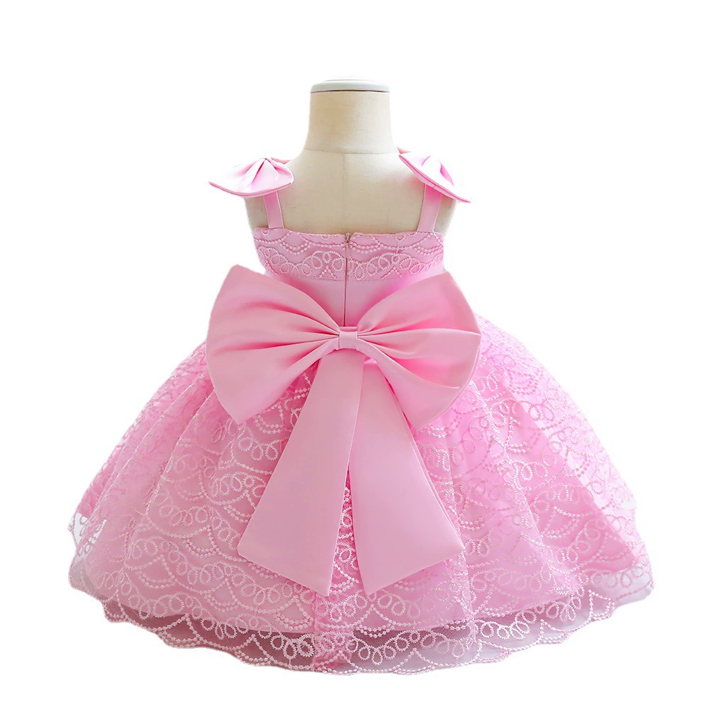 Children's small princess costume with bow, wedding dress, European style, lifting effect, Birthday gift