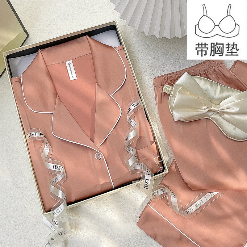 维多利亚真丝睡衣女长袖丝绸女款春秋薄款中青年感家居服套装|undefined
