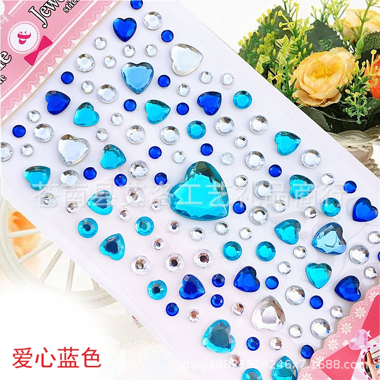 Crystal Patch Acrylic Gem Stickers, Plum Blossom & Heart Designs, 18 × 8.5 cm