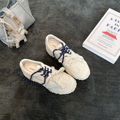 真皮版~5cm内增高芭蕾德训鞋女2025秋季新款厚底休闲运动鞋阿甘鞋