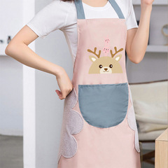 New Home Daily Use Waterproof Oilproof Deer Apron Neck Strap Washable Sleeveless Cartoon Apron Workwear Wholesale