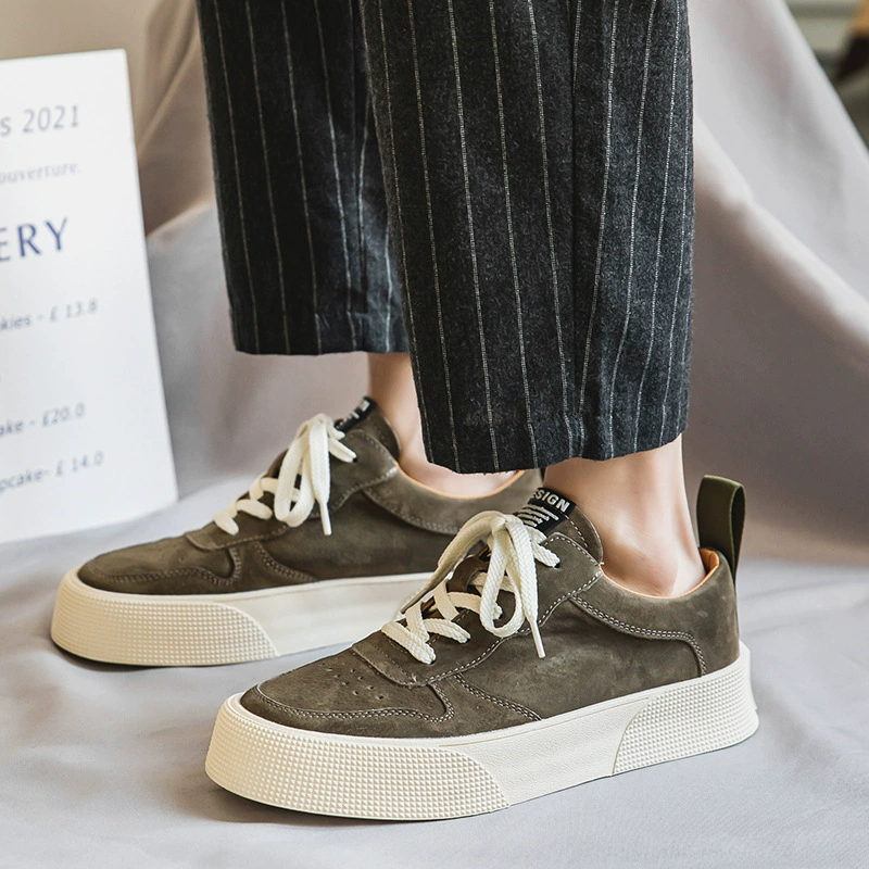 Строгий выбор повседневных кроссовок, Мужская Рабочая обувь, британская Классическая классическая натуральная кожа, корейский стиль, низкие, с глубоким вырезом и толстой подошвой, утягивающая мужская обувь