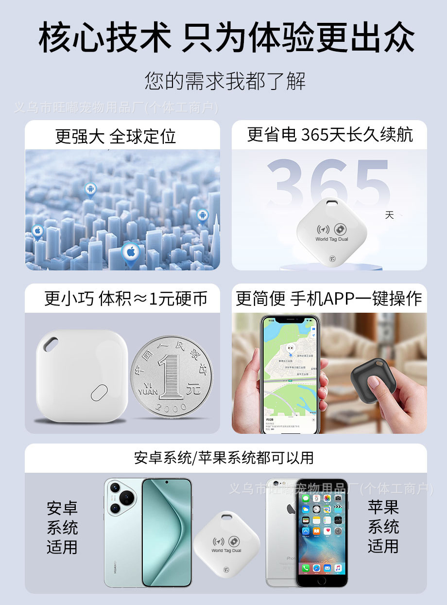 Dual System Android iOS Precise Locator Find Items Keys Bluetooth Smart Anti-Loss Tracker Pet Locator