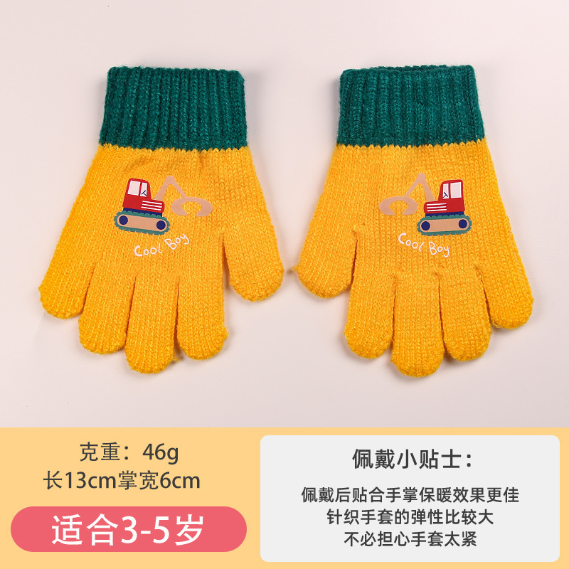 冬季男童儿童手套批发保暖防寒五指女童针织手套女童可爱卡通针织|undefined