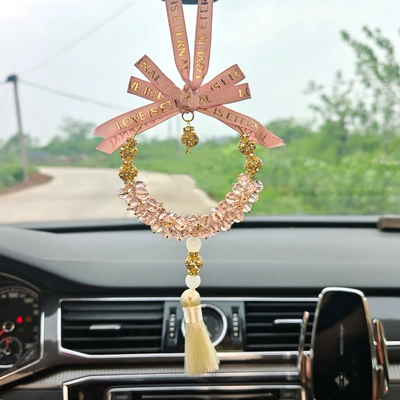 Cross-Border Arabic Crystal Car Car hanging - pink-foreign-trade-crystal-letter-style