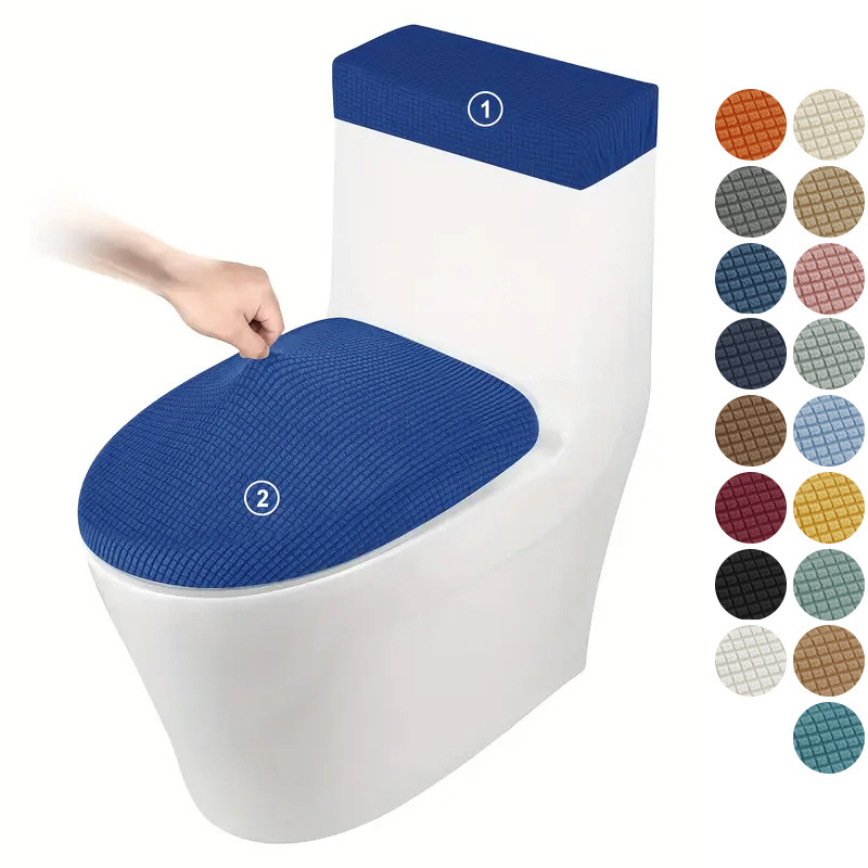 Verdickte Toilettensitzbezug aus Maisseide mit Jacquardmuster, Wassertankabdeckung, Hotel- und Hausbedarf, universelle elastische Toilettendeckelbezug