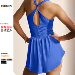 戶外夏季運動網球連衣裙女運動休閒瑜伽健身美背性感訓練運動短裙