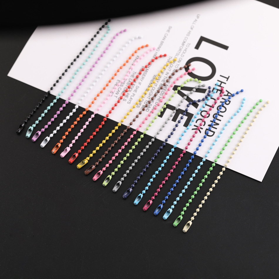 2.4*12cm金属彩色烤漆珠链波珠链diy饰品配件公仔玩偶吊牌链挂链