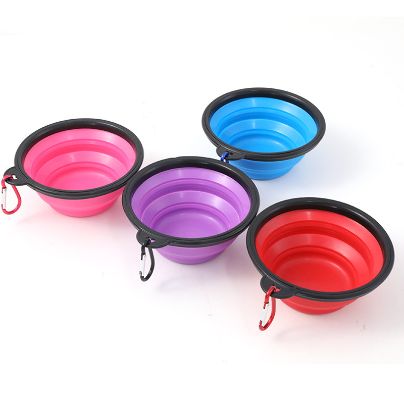 Tazón para mascotas en stock al por mayor de cuero Taobao plegable al aire libre plegable imitación silicona perro tazón portátil perro tazón para salir