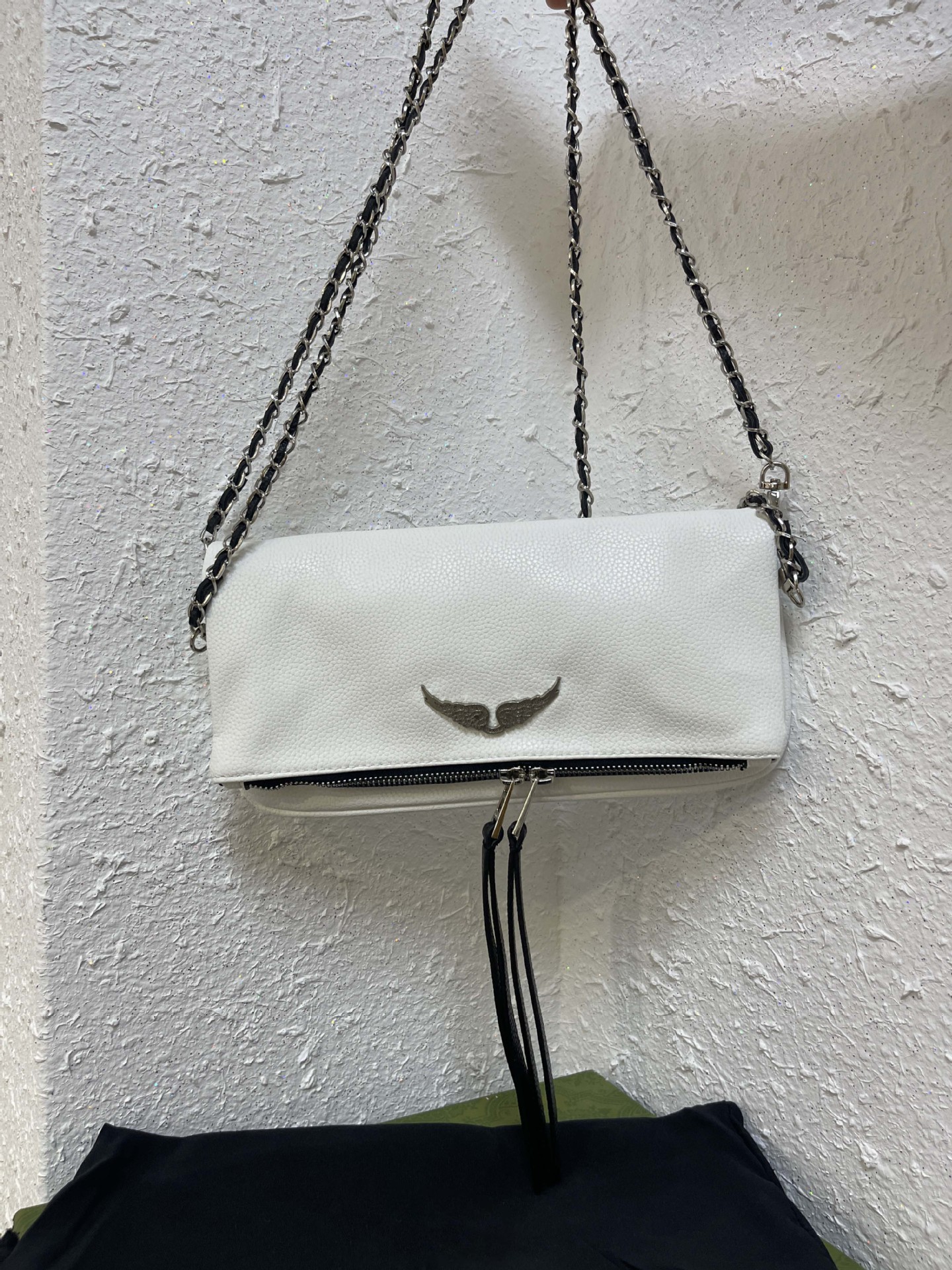 Zv Alas de Oro bolso de las mujeres cadena hombro mensajero bolsa de embrague sobre bolsa de piel de oveja de alta calidad estilo bordado