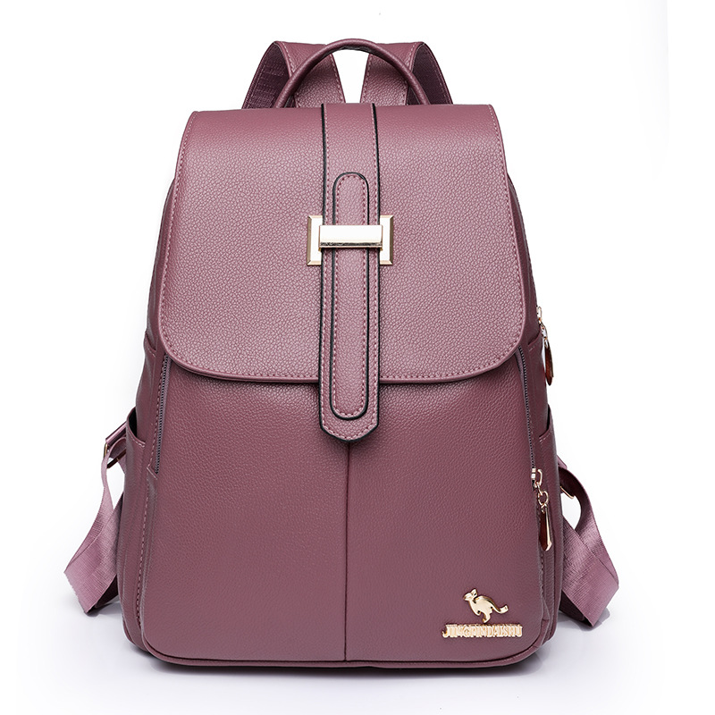 Transfronterizo al por mayor 2023 nueva mochila de PU para mujer coreana, mochila de viaje al aire libre simple y versátil, mochila escolar antirrobo