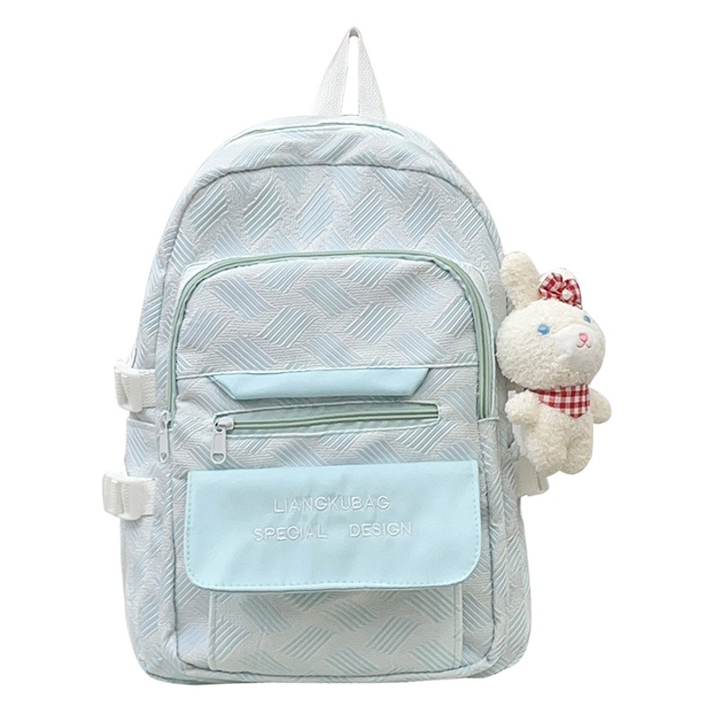 Mochila Nueva de Primavera 2025, Fresca y Dulce, Mochila Informal de Nailon a Rayas con Letras, Informal y a la Moda