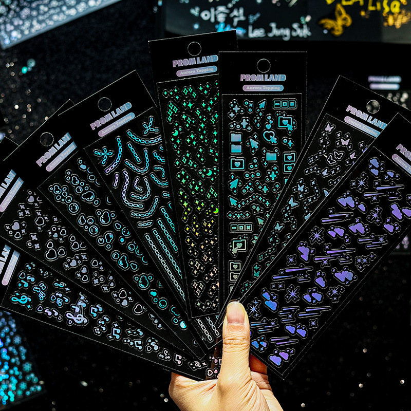 Starry dot serie cuenta de mano mascota tridimensional láser Goo tarjeta pegatinas niños lindos pegatinas DIY material Collage