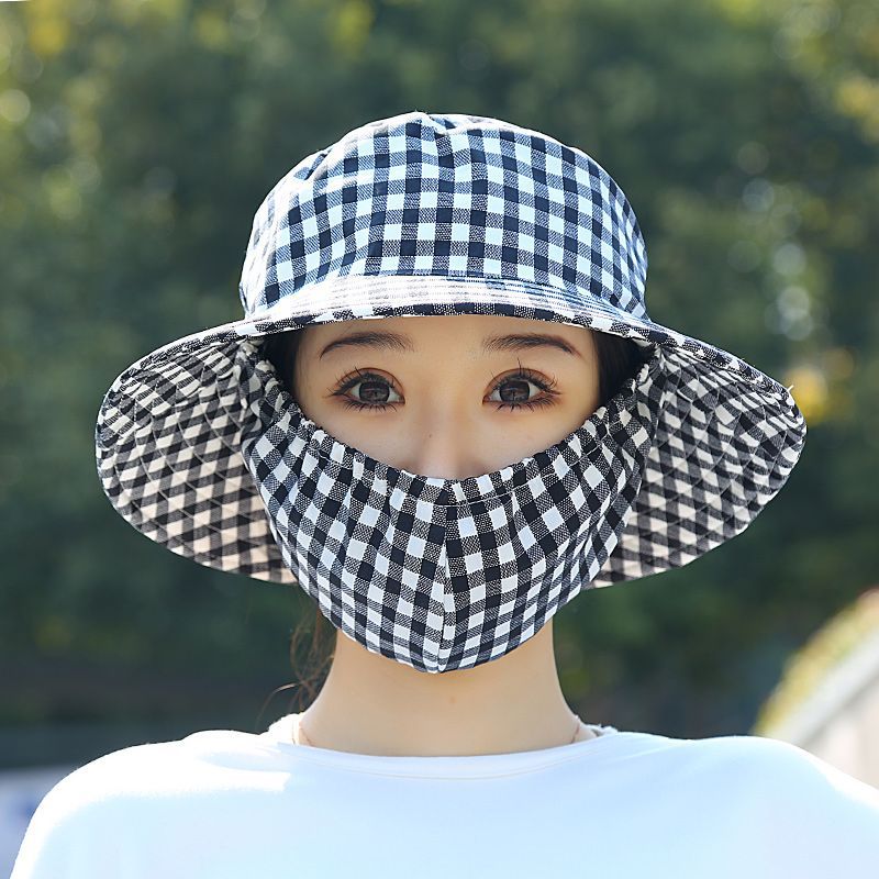 Nuevo sombrero de sombrero de sol para mujeres de verano toda la cara tipo sombrero de protección solar que cubre la cara anti-UV sombrero de trabajo seco sombrero de té sombrero de sol