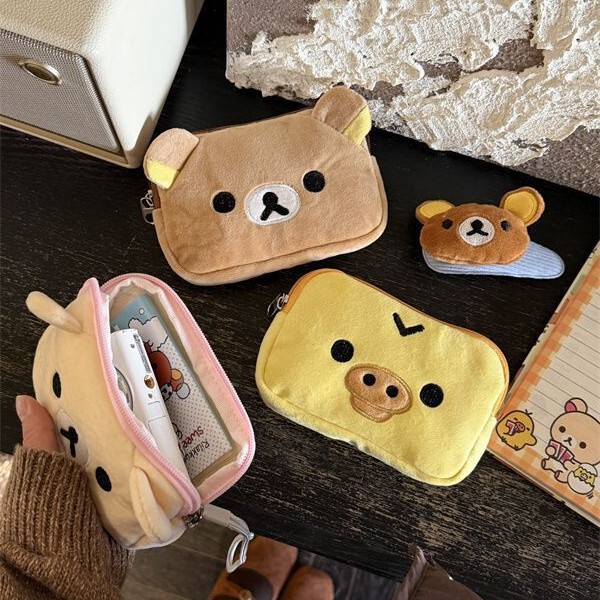 Japanese-Style Cute Rilakkuma Storage Bag Coin Purse Card Holder Short Id Holder Plush Portable Japanese-Style Cute Rilakkuma Storage Bag Coin Purse Card Holder Short Id Holder Plush Portable