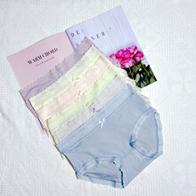 简约日系冰丝内裤女士性感蕾丝中腰舒适透气纯棉抗菌裆女生三角裤