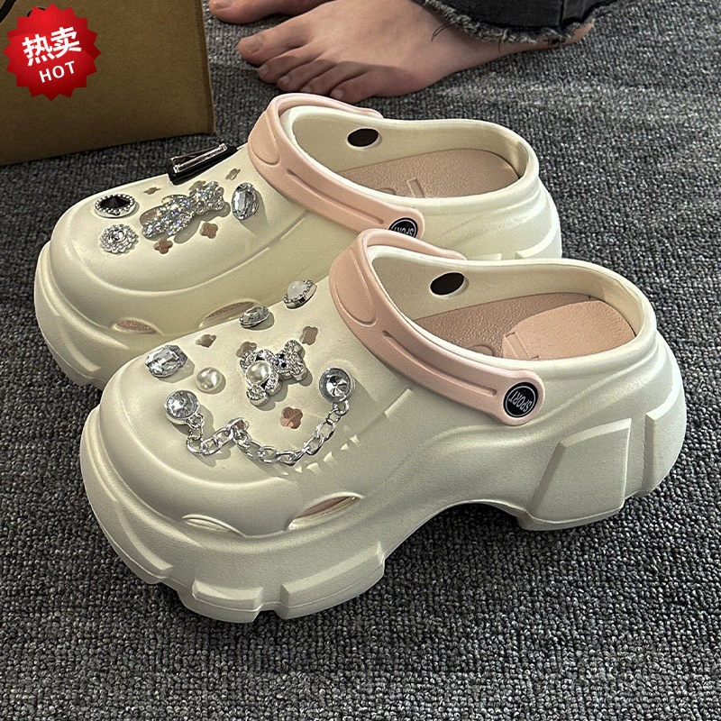 Туфли с дырками на толстой подошве женские летние 2024 новые пляжные сандалии