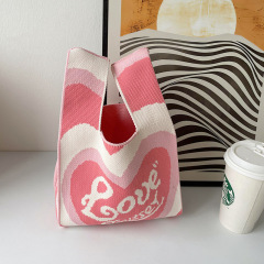 Unique and niche design knitted bags, versatile knitted single shoulder woven bags, hand-held tote bags, women's spring bags