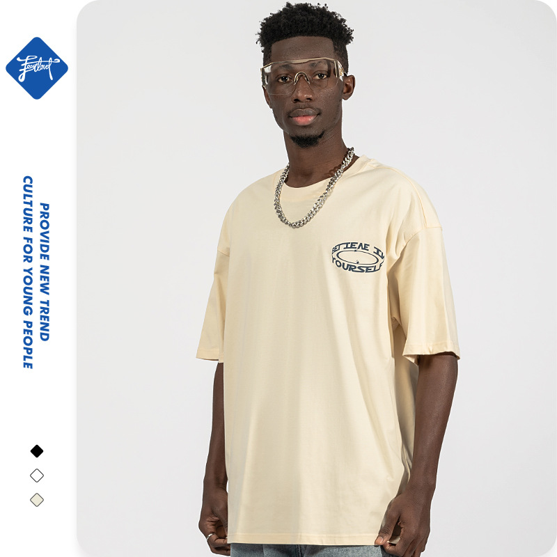 China-chique verão novo estilo manga curta masculina solta camiseta de algodão grande ins mesma moda casal top_voghion.com