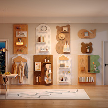 洞洞板置物架实木造型入户墙面木质配件装饰挂板穿衣镜收纳展示架