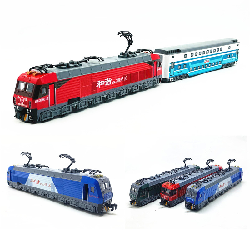 Fun Harmony Electric Locomotive Carriage Train Model High-Speed Train Pull Back Sound and Light Alloy Toy Boxed 6626