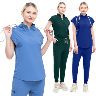 Short-Sleeved Hand Wash Clothes Set Summer Elastic Quick-Drying Surgical Clothes Female Beauty Salon Doctor Work Clothes Nurse Hand Wash Clothes