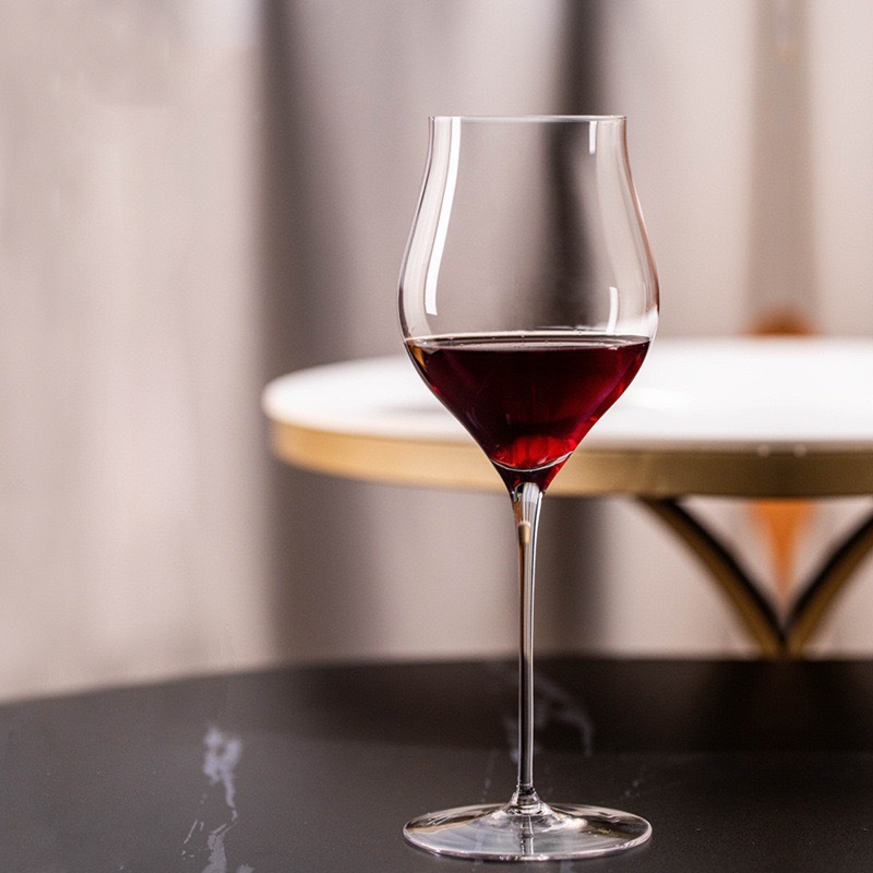 soplado artificial de vidrio de cristal ligero y delgado, taza de vino alto, taza de vino de bordeaux casera