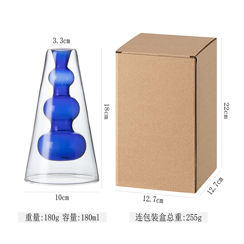 Jarrón de cristal de doble capa, adorno de estilo europeo, decoración de sala de estar cultivada en agua, recipiente para flores minimalista moderno nórdico, diseño creativo hidropónico