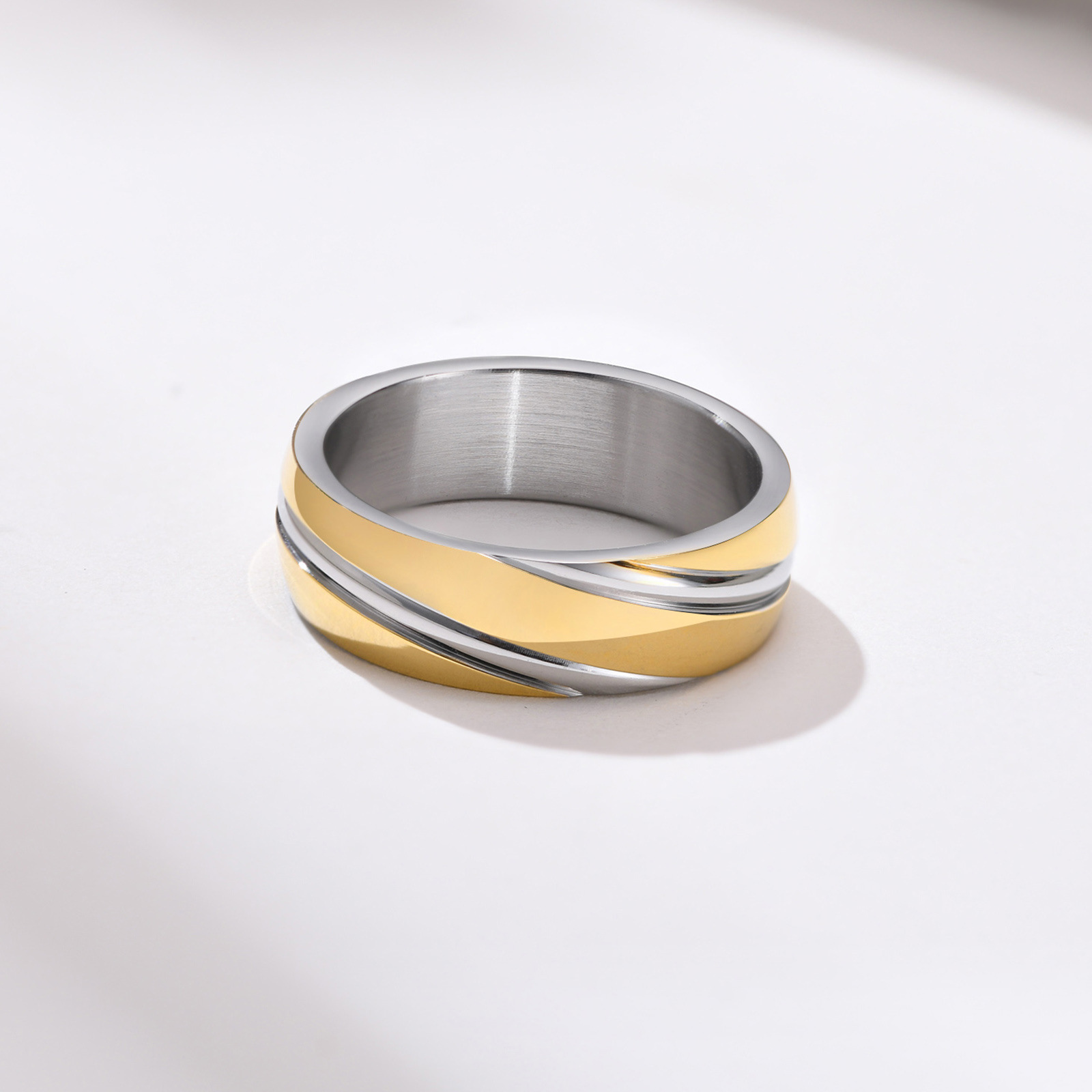6g Weight Rings Classification 5, 6, 7 Ring Size Daily Occasion Stainless Steel Material Geometric Pattern Men'S Gender Plating Design Simple Style Style Simple Style Geometric Stainless Steel Rings Plating Stainless Steel Rings 9