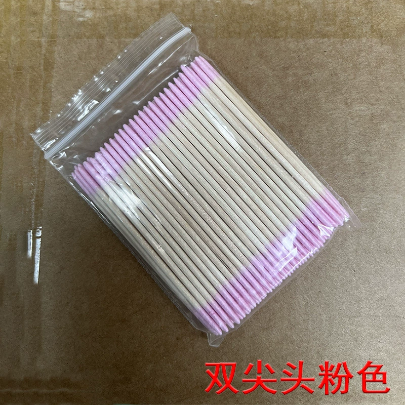 Розовый заостренный ватный тампон, двусторонний макияж, татуировка, специальная подводка для глаз, зубочистка, ватный тампон, косметическое средство для снятия макияжа, ультратонкая деревянная палочка с маленькой головкой