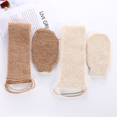 Supply ramie full sisal cleansing mud bath set bath pull back strip jute gloves bath set