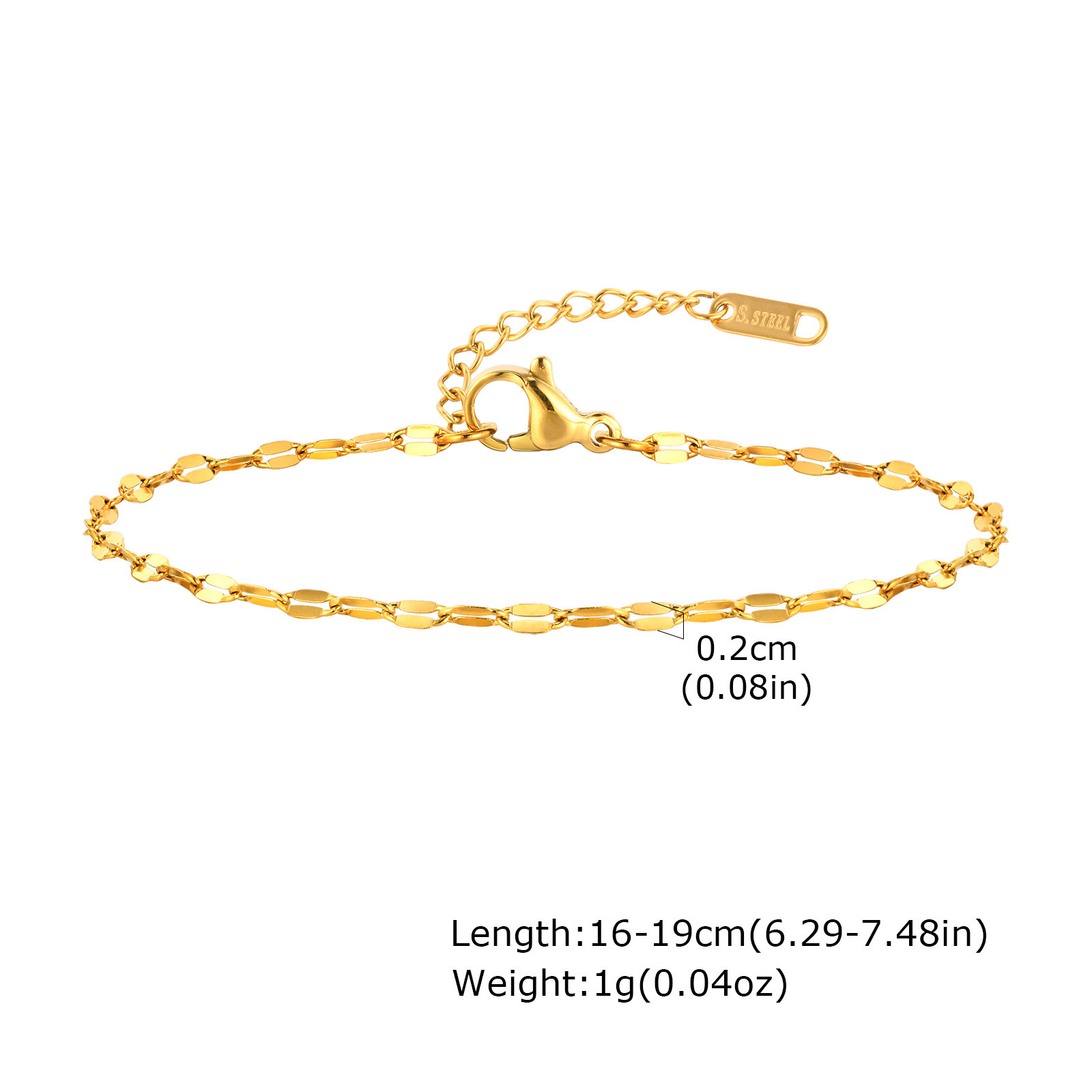 Titanium Steel Thin Lip Bracelet Simple Gold Chain Link Bracelet_voghion.com
