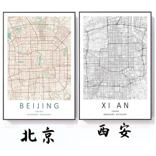 National City Map Hanging Painting Simple Line Nordic Living Room Background Map Decorative Painting Entrance Creative Art Painting