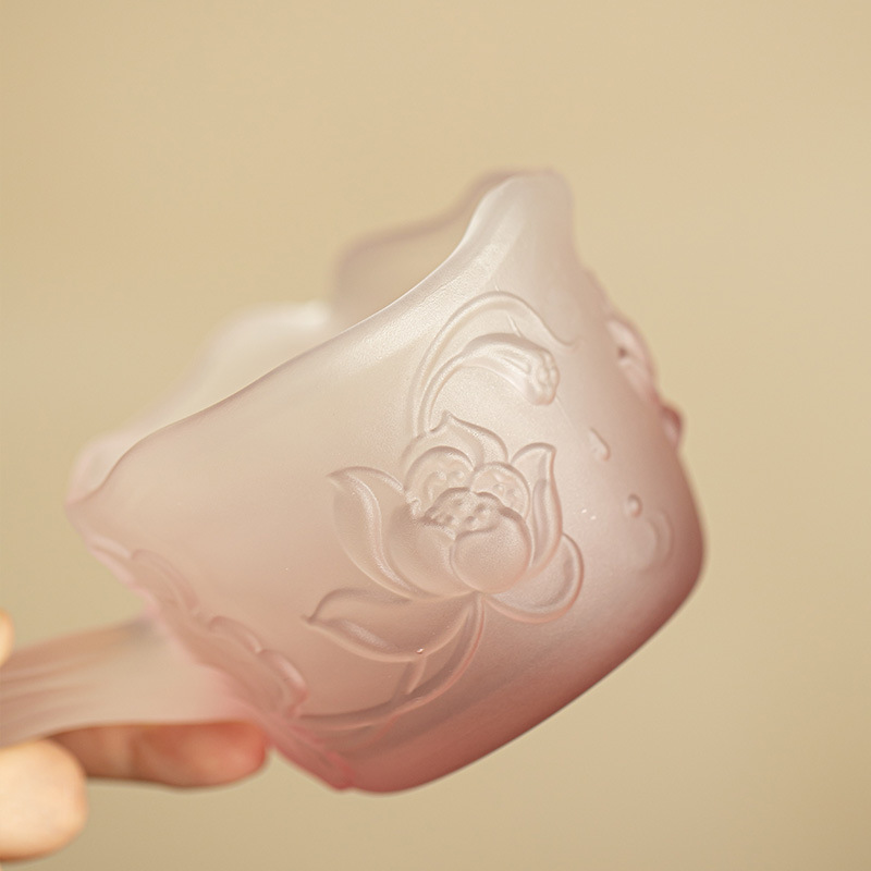 琉璃盖碗手抓玻璃泡茶碗浮雕公道杯侧把分茶器防烫高端加厚冰冻烧|undefined