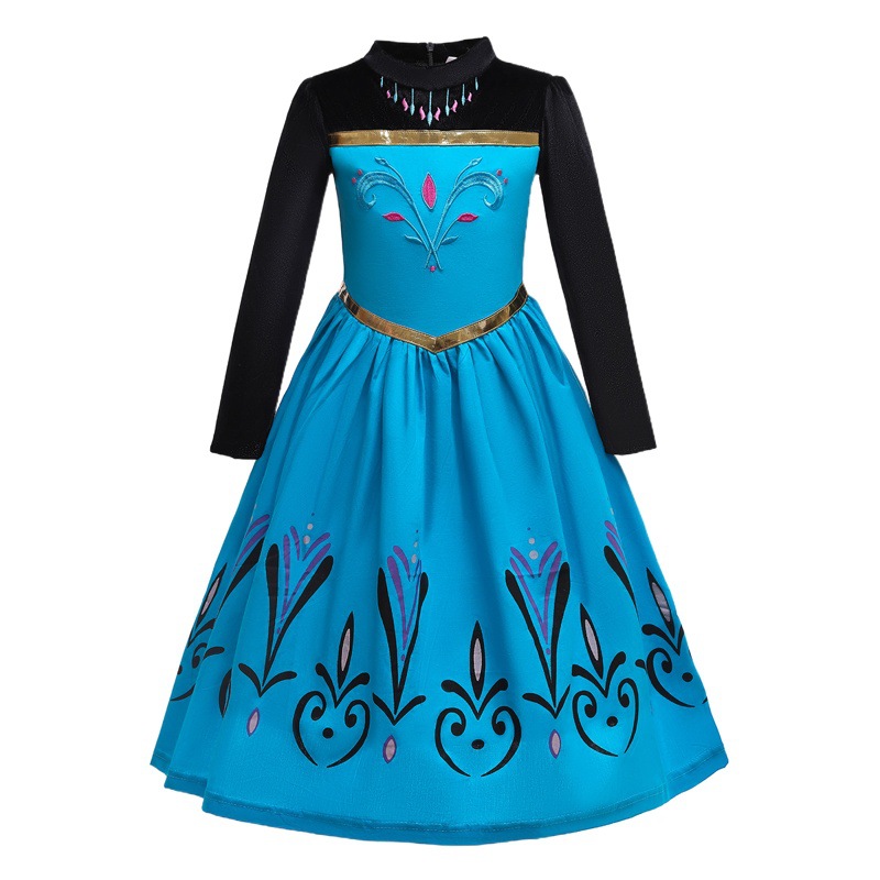 20,21 millones Santo Festival Frozen Anna vestido de princesa vestido de las niñas Vestido de manga larga ropa para niños