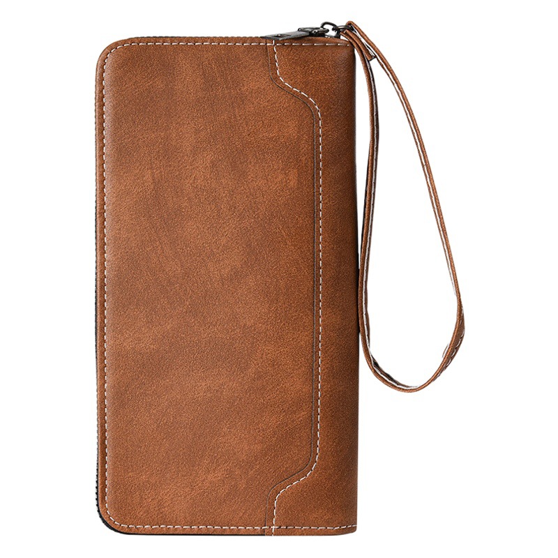 New Men's long zipper wallet multi-card Men's wallet simple leather clutch large capacity Men's wallet
