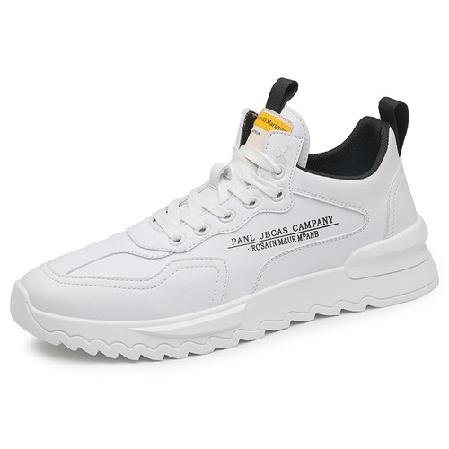 Autumn and winter fashion sports shoes, casual men's running shoes, leather outdoor men's shoes, sneakers, velvet trendy white shoes