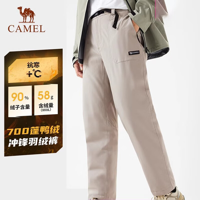 Camel Jacket Pants Sports Windproof and Waterproof Pants Men's Autumn and Winter Three-Proof Warm High- Fluffy down Pants Group Buying Wholesale