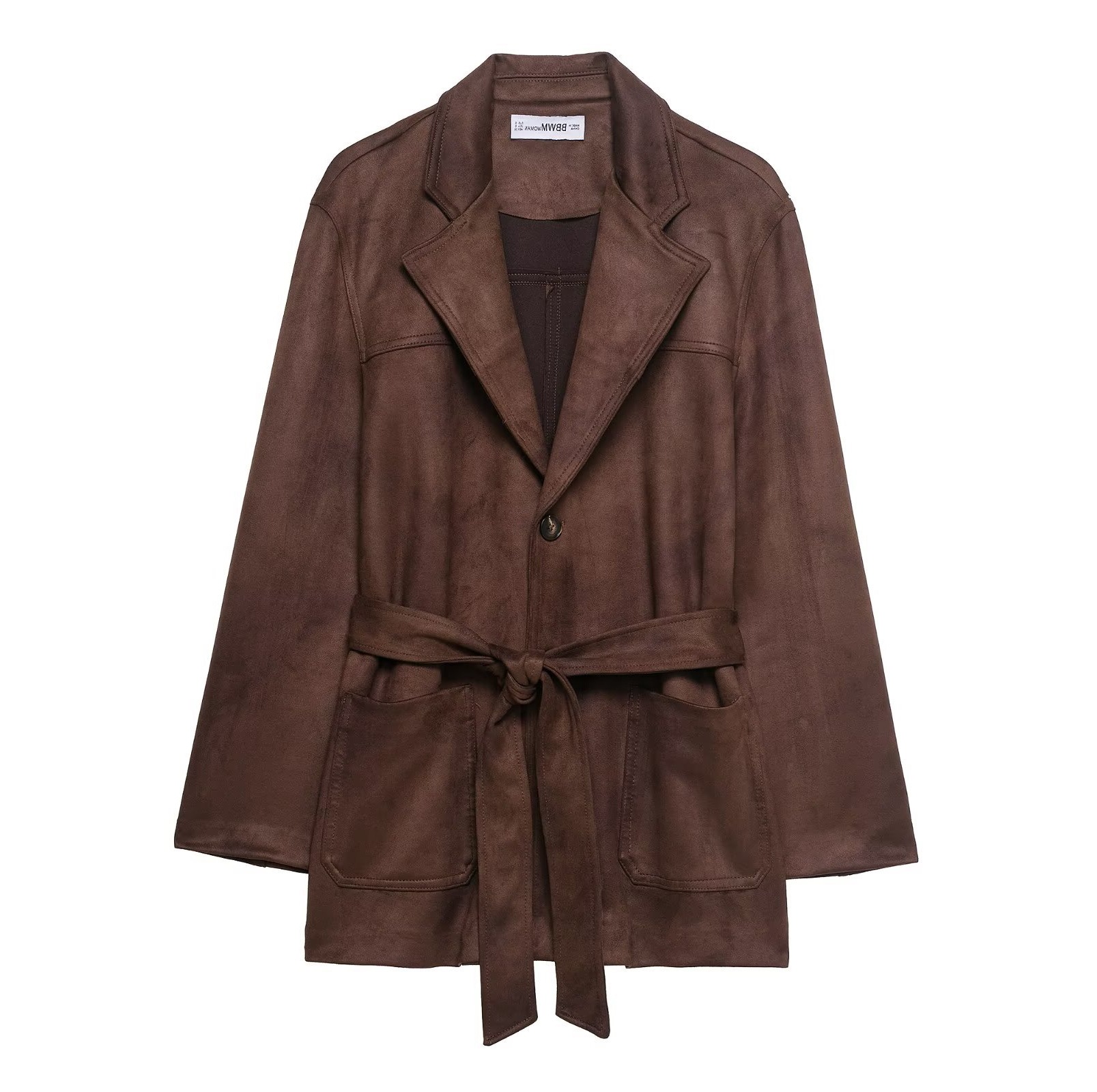 Taop&Za Early Autumn New Women's Commuter Fashion Belt Suede Effect Jacket 4968221