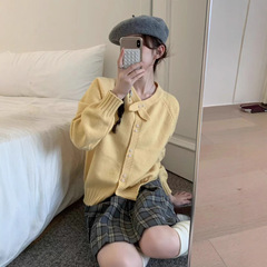 设计感围巾圆领毛衣外套女2025秋冬新款气质甜美温柔纯色针织开衫