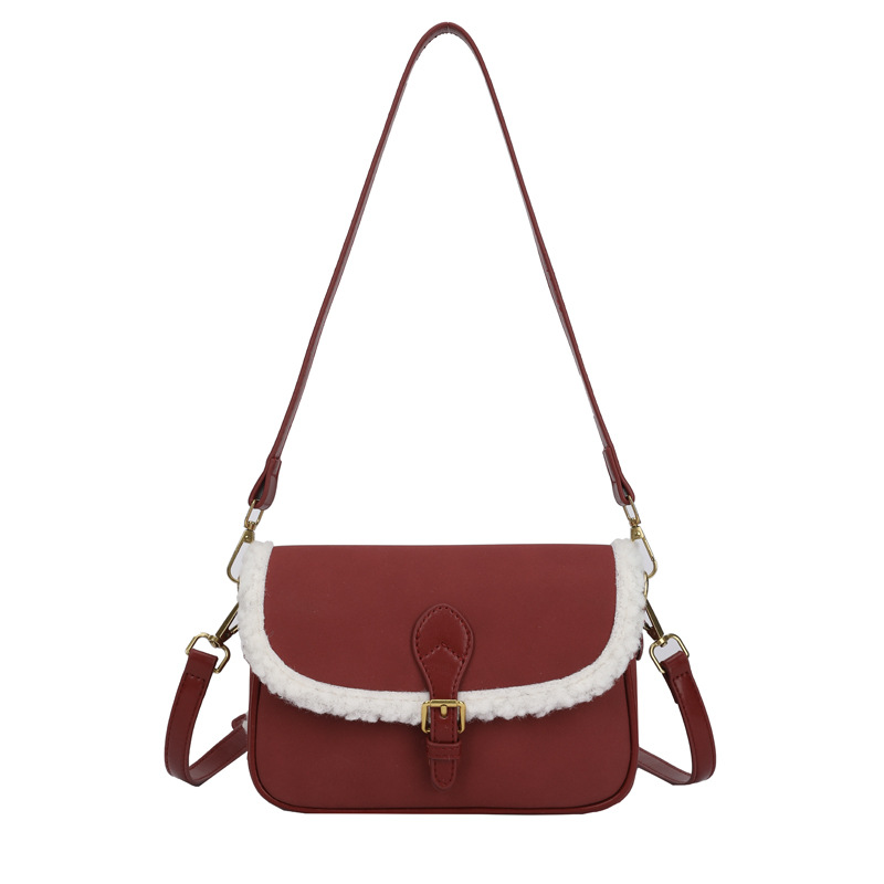 Bolso de brazo de lana de cordero diseño niche, bolso de hombro retro de moda para mujer