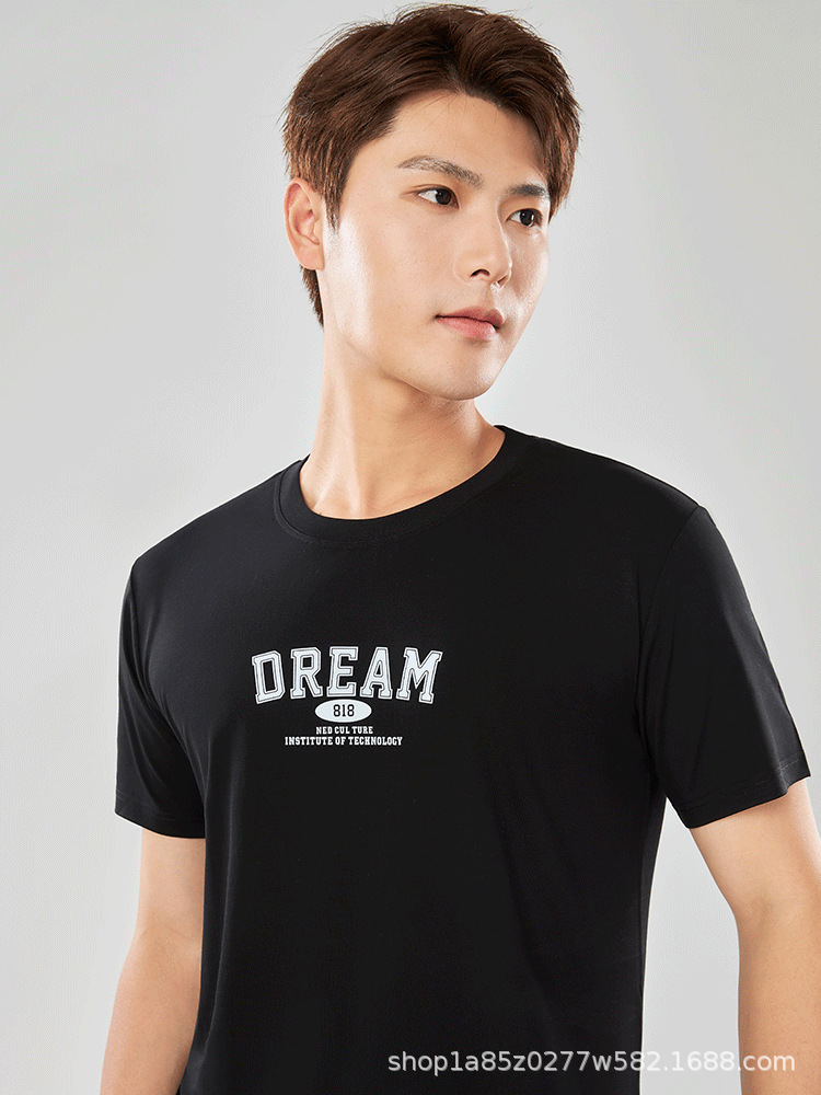 Nueva camiseta con sensación de hielo para hombre de manga corta Solona, camisa cultural, camisa publicitaria de letras, ropa de trabajo suelta de cuello redondo, impresión de letras