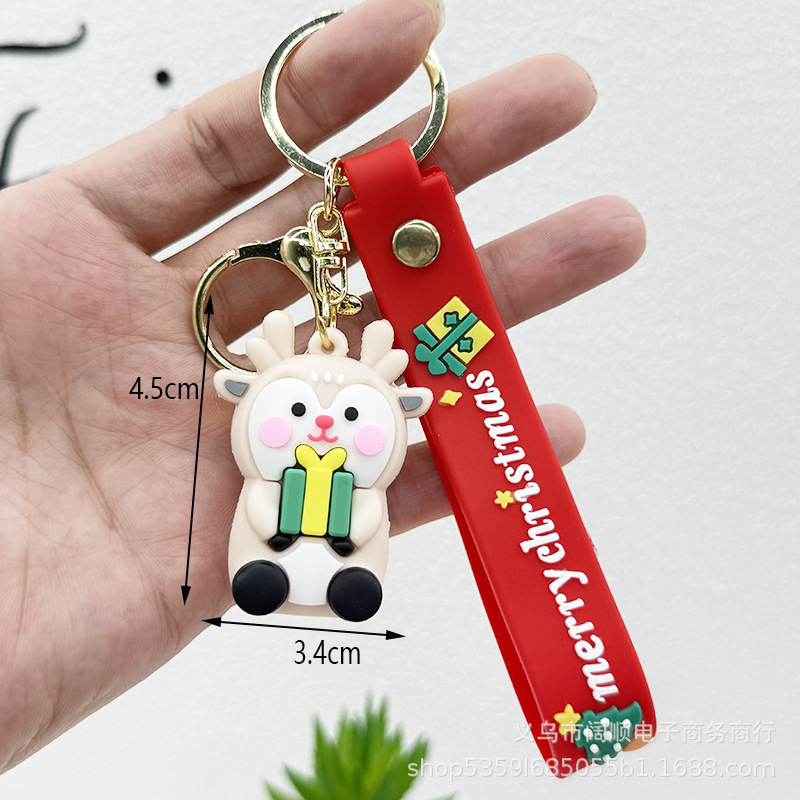 跨境圣诞钥匙扣软胶公仔挂件圣诞礼品配件立体公仔圣诞老人小挂件|undefined
