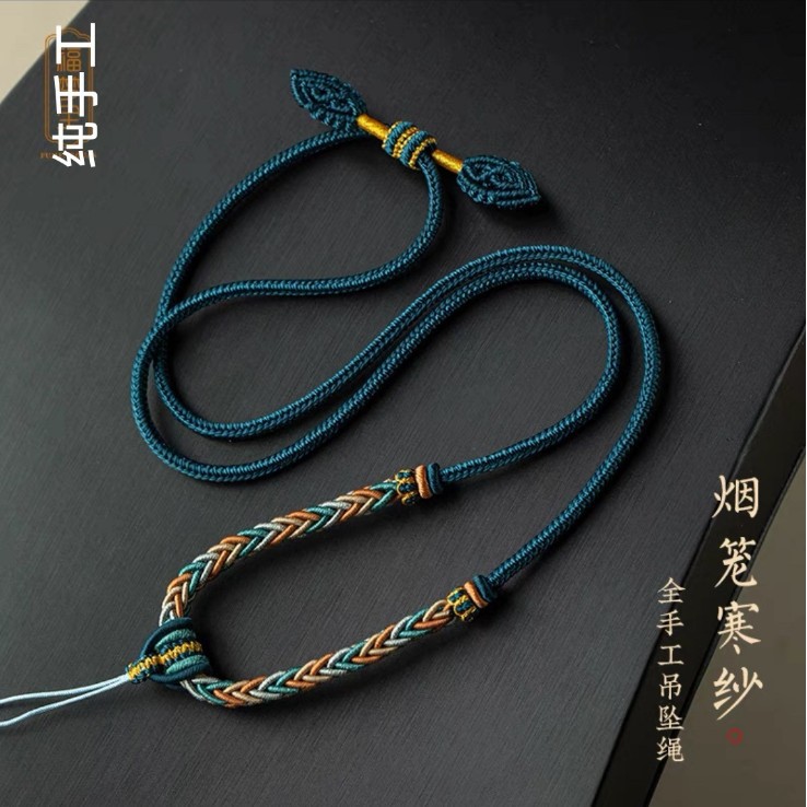 手工八股辫新款大气多色系双莲花风尾结圆满线圈项链绳挂绳