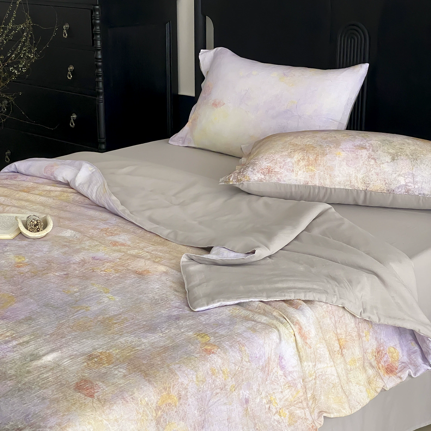 GG Легкое роскошное летнее новое хлопковое двухслойное летнее одеяло из морщинистой ткани с кондиционером, комплект из четырех предметов, простыни из чистого хлопка, приятные для кожи