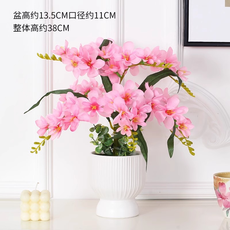 핑크 샴페인 포크 9개 + 흰색 긴 수직 패턴 세면대