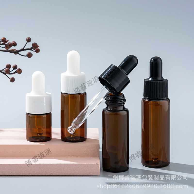 Brown 5ml 10ml 15ml 20ml Screw-Top Essential Oil Bottle Dropper Bottle Cosmetic Liquid Sample Bottle Glass