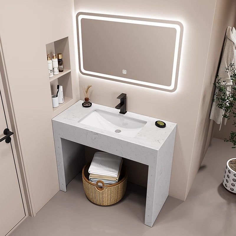 Simple Marble Column-Type Punch-Free Wash Basin Bathroom Floor-Standing Commercial Wash Basin Hotel Style