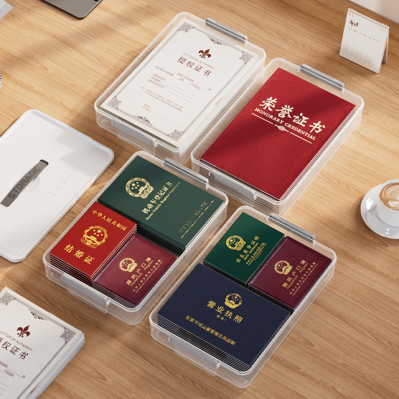 Caja de almacenamiento de recopilación de datos de oficina en el hogar caja de almacenamiento multifuncional de varios documentos caja de almacenamiento de archivos transparentes A4